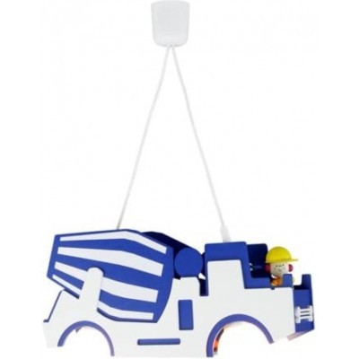 Lámpara infantil 40W 45×15 cm. Doble foco. Camión hormigonera Comedor, dormitorio y vestíbulo. Estilo moderno. Madera. Color azul