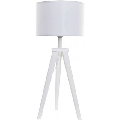 Настольная лампа 50W Цилиндрический Форма 21×14 cm. Установка на штатив Гостинная, столовая и спальная комната. Древесина. Белый Цвет