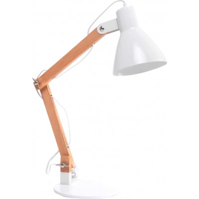 Lámpara de escritorio Forma Cónica 37×31 cm. Salón, comedor y dormitorio. Estilo moderno y cool. Madera. Color blanco