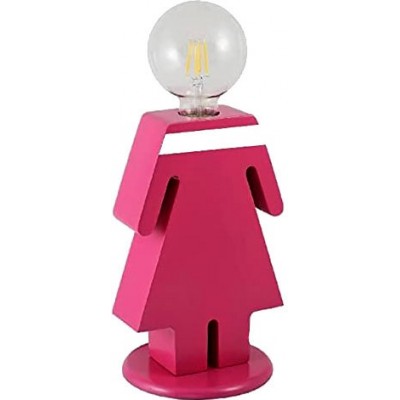 Lámpara de sobremesa 100W 26×16 cm. Diseño con forma humana Salón, comedor y vestíbulo. Madera. Color rosa