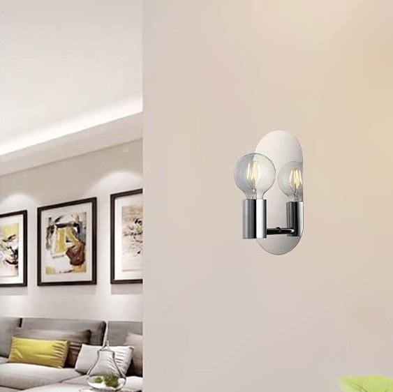 232,95 € Envio grátis | Luz de parede interna 40W 25×12 cm. Luz com espelho Metais. Cor cromado