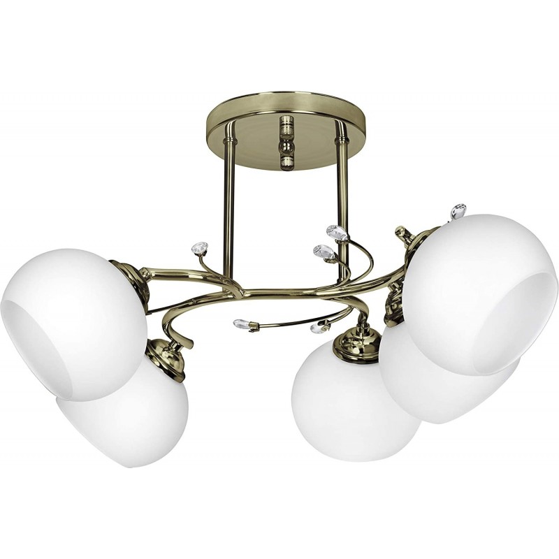 107,95 € Spedizione Gratuita | Lampada da soffitto 51×46 cm. 5 faretti Cristallo. Colore bianca