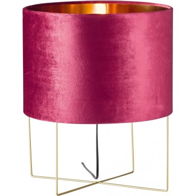 Lámpara de sobremesa 40W Forma Cilíndrica 43×35 cm. Salón, comedor y dormitorio. Metal. Color burdeos