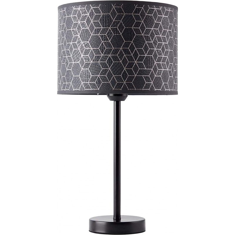 128,95 € Free Shipping | Table lamp 40W Cylindrical Shape 46×25 cm. Living room, bedroom and lobby. Modern Style. Metal casting. Black Color