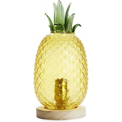 Lampada da tavolo 60W 32×13 cm. Design a forma di ananas Soggiorno, camera da letto e atrio. Stile moderno. Legna e Bicchiere. Colore giallo