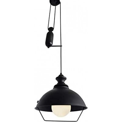 Lámpara colgante Forma Redonda 36×36 cm. Comedor, dormitorio y vestíbulo. Estilo moderno. Vidrio. Color negro