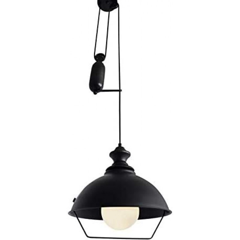 122,95 € Free Shipping | Hanging lamp Round Shape 36×36 cm. Dining room, bedroom and lobby. Modern Style. Glass. Black Color