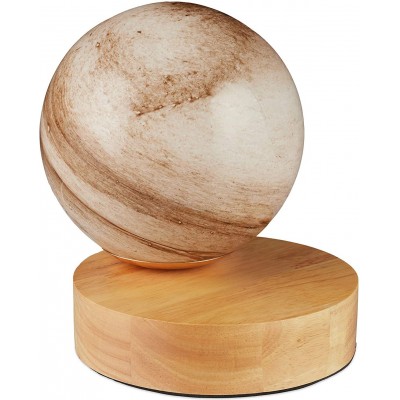 Table lamp 60W Spherical Shape 19×19 cm. Living room, dining room and lobby. Wood. Brown Color
