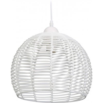 Lampe à suspension Façonner Sphérique 120×28 cm. Salle à manger. PMMA, Métal et Rotin. Couleur blanc