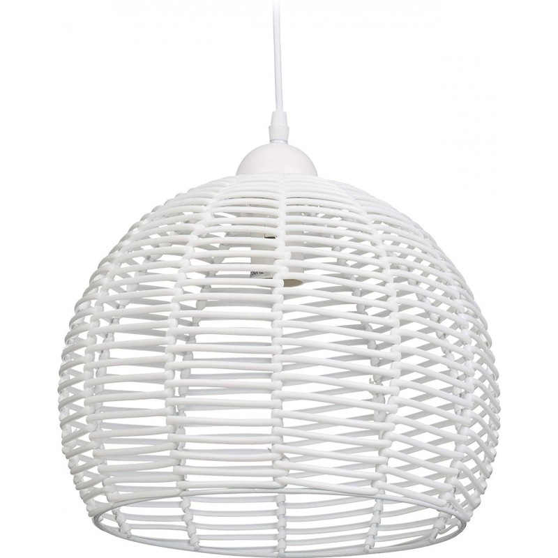 76,95 € Free Shipping | Hanging lamp Spherical Shape 120×28 cm. Dining room. PMMA, Metal casting and Rattan. White Color