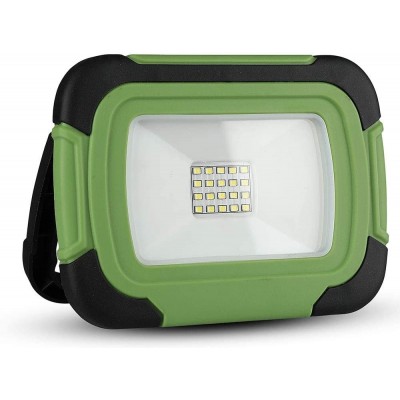 86,95 € Free Shipping | Flood and spotlight 10W Rectangular Shape 18×13 cm. Rechargeable LED. SOS function and flash Terrace, garden and public space. Aluminum. Green Color