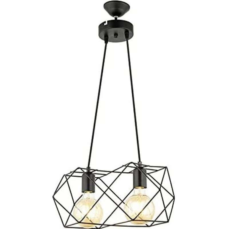 69,95 € Free Shipping | Hanging lamp 60W 100×36 cm. 2 points of light Living room, bedroom and lobby. Metal casting. Black Color