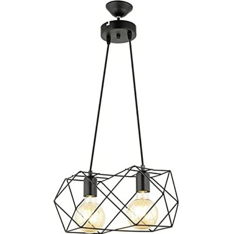 69,95 € Envio grátis | Lâmpada pendurada 60W 100×36 cm. 2 pontos de luz Sala de estar, quarto e salão. Metais. Cor preto