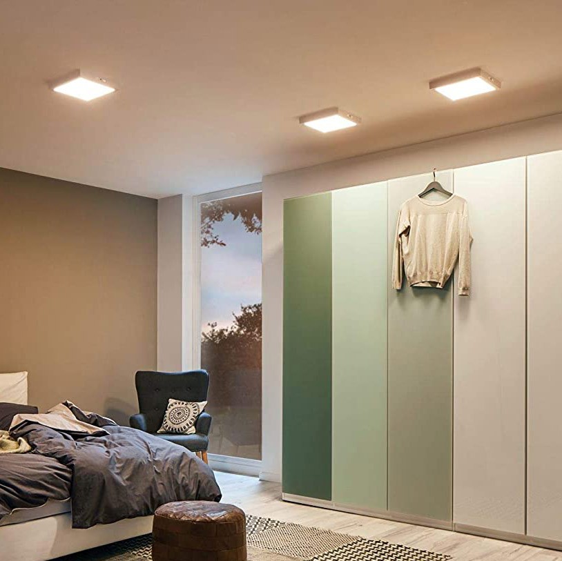 74,95 € Envoi gratuit | Plafonnier intérieur 13W 2300K Lumière très chaude. 23×23 cm. LED dimmables Métal. Couleur chromé