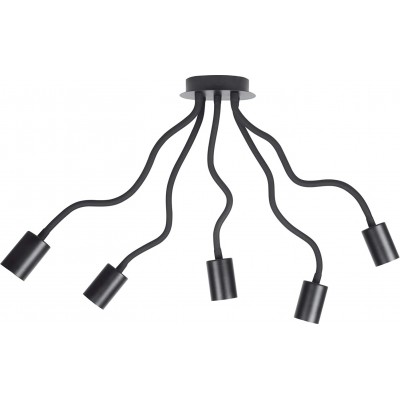 Chandelier 43×41 cm. 5 light points Metal casting and glass. Black Color