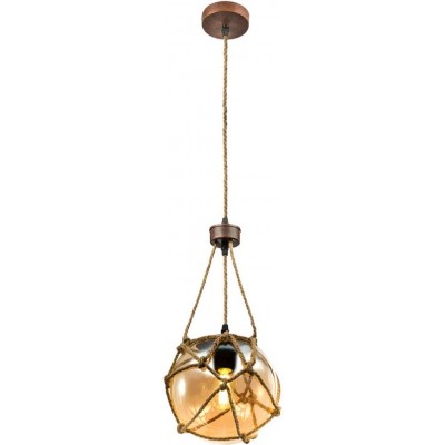 Lámpara colgante 60W Forma Esférica 140×20 cm. Salón, comedor y vestíbulo. Metal. Color marrón