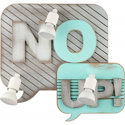 Kids lamp 36×36 cm. Apply with letters. Triple adjustable spotlight Living room, bedroom and lobby. Wood. Gray Color