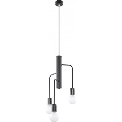 Hanging lamp 100×25 cm. 3 points of light Dining room, bedroom and lobby. Modern and industrial Style. Steel. Black Color