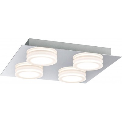 57,95 € Kostenloser Versand | Innendeckenleuchte 18W 3000K Warmes Licht. 25×25 cm. 4 LED-Strahler Pmma und metall. Überzogenes chrom Farbe