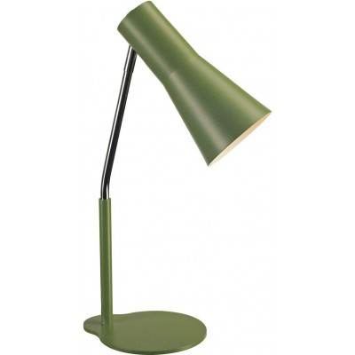 Lámpara de escritorio 35W Forma Cónica 42×18 cm. LED orientable Salón, dormitorio y vestíbulo. Acero y Aluminio. Color verde