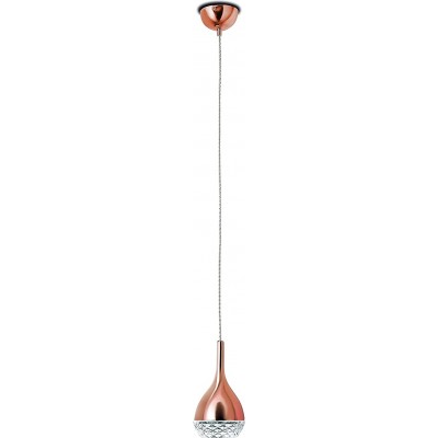 106,95 € Free Shipping | Hanging lamp 8W Spherical Shape 150×13 cm. Adjustable height Living room, bedroom and lobby. Modern Style. Steel, Stainless steel and Crystal. Copper Color