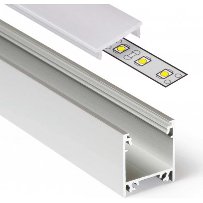 Accesorios de iluminación Forma Alargada 100×3 cm. Perfil en U para montaje de superficie Salón, comedor y dormitorio. Aluminio. Color gris