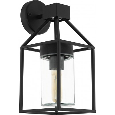 86,95 € Free Shipping | Indoor wall light Eglo 60W Cubic Shape 36×16 cm. Garage. Modern Style. Galvanized steel and Glass. Black Color