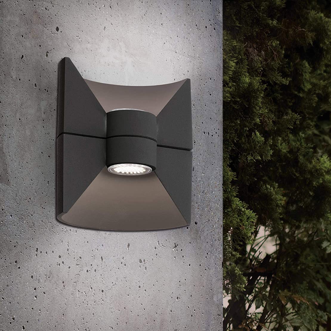 78,95 € Envoi gratuit | Applique murale d'extérieur Eglo 3W 3000K Lumière chaude. Projecteur LED bidirectionnel à double foyer Aluminium. Couleur anthracite