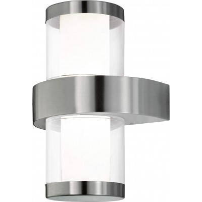 Outdoor wall light Eglo 4W 3000K Warm light. Cylindrical Shape Double focus Garage. Modern Style. Stainless steel and PMMA. Silver Color