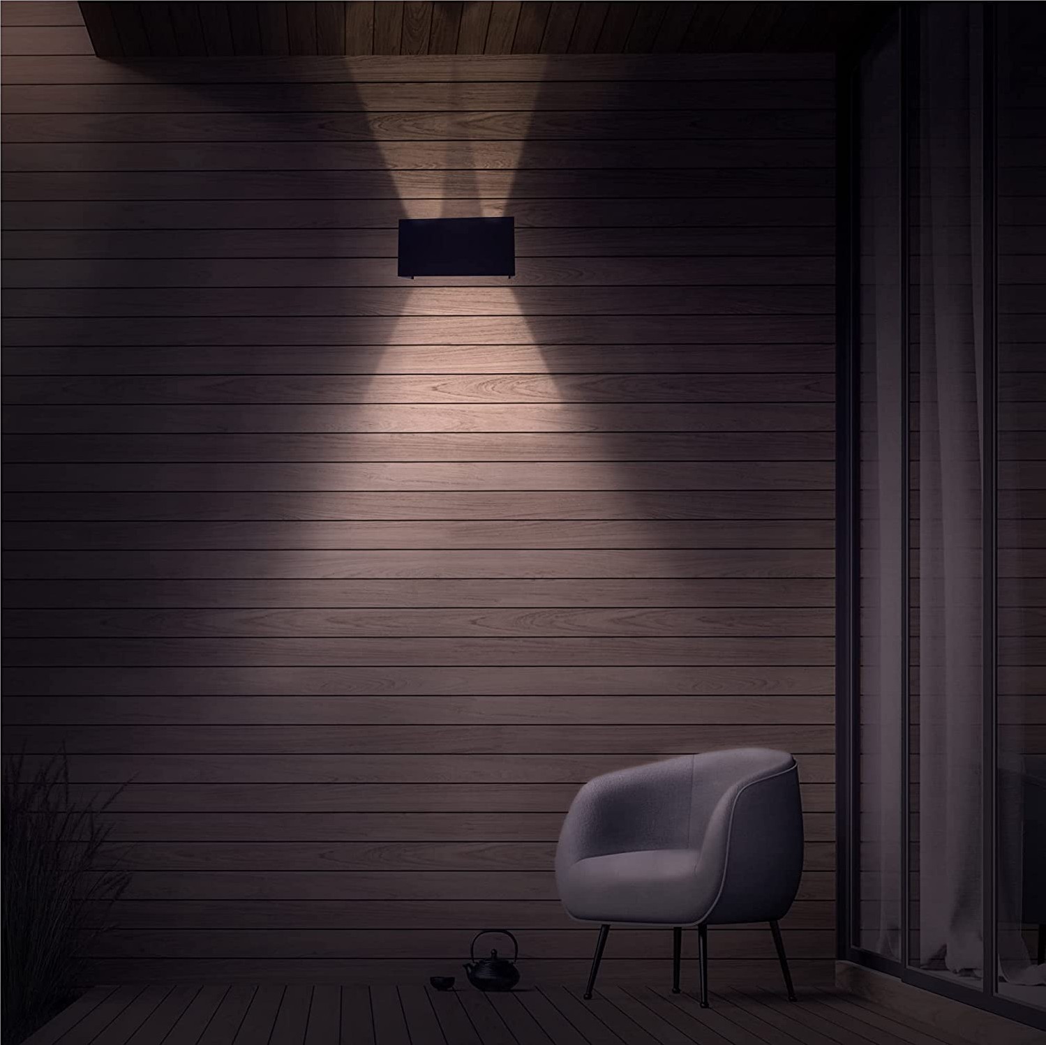 83,95 € Envoi gratuit | Applique murale d'extérieur 20×10 cm. 4 points lumineux LED réglables Métal. Couleur anthracite