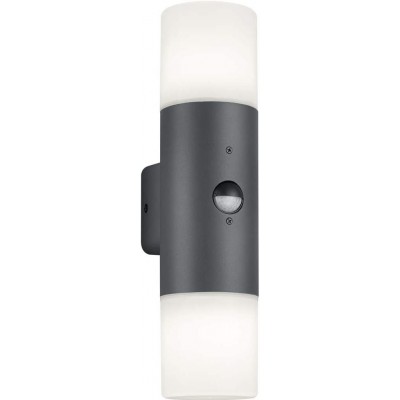 76,95 € Free Shipping | Outdoor wall light Trio 28W Cylindrical Shape 33×12 cm. Double focus. Motion sensor Terrace, garden and public space. Acrylic and Aluminum. Gray Color