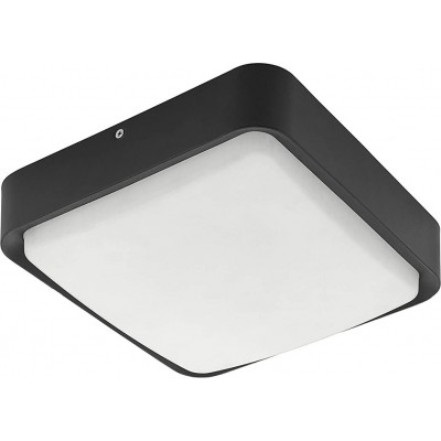 Outdoor wall light Eglo 14W 3000K Warm light. Square Shape 25×25 cm. Movement detector. Control with Smartphone APP Lobby and garage. Modern Style. Aluminum and PMMA. Black Color
