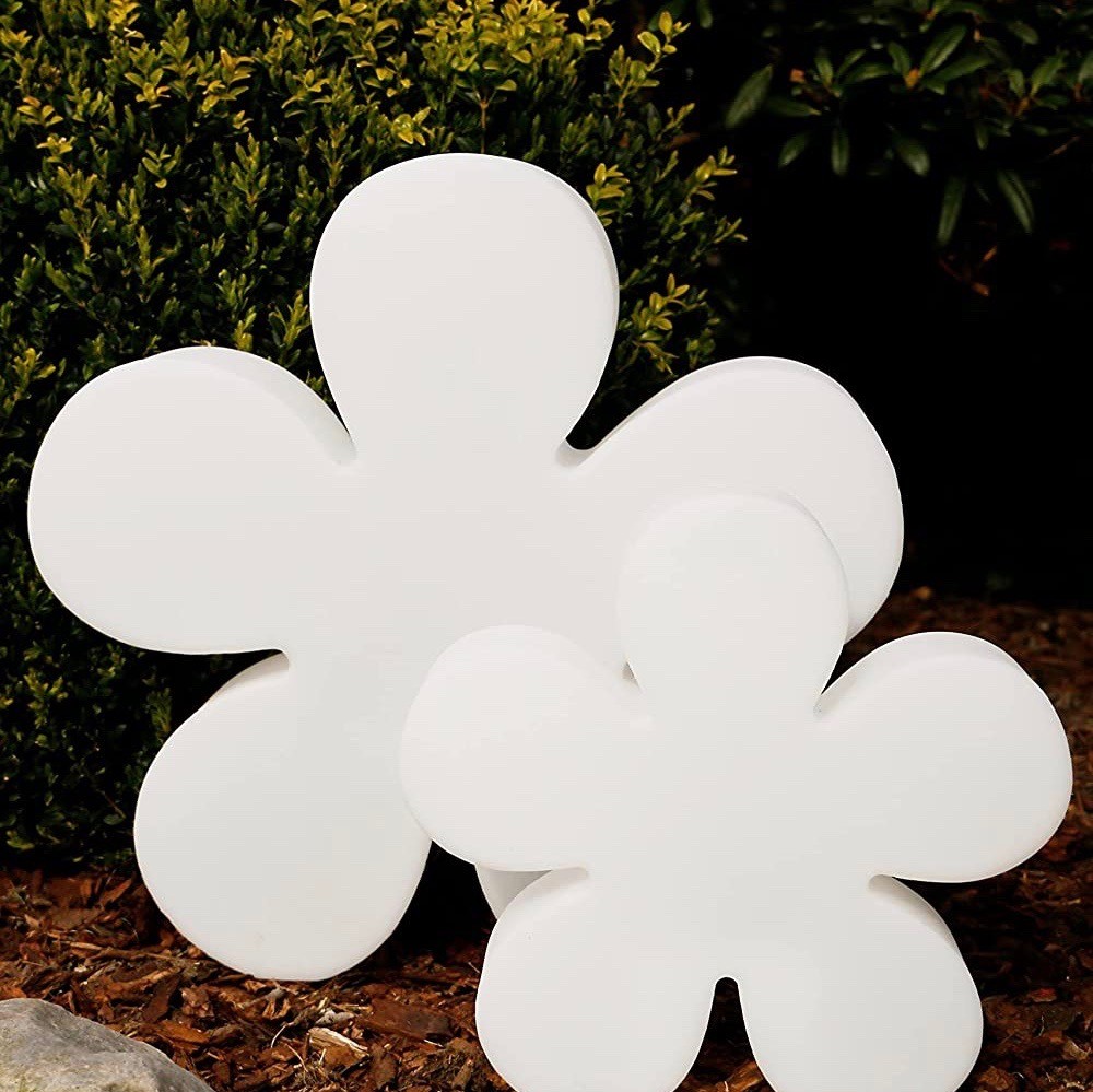 116,95 € Kostenloser Versand | Möbel mit Beleuchtung 6W E27 LED 39×37 cm. Blumenförmiges Design. solar aufladen Polyethylen. Weiß Farbe