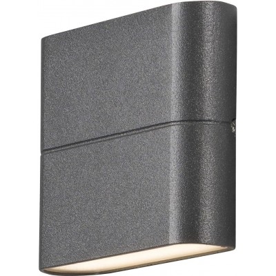 Aplique de parede ao ar livre 6W 11×9 cm. Saída de luz bidirecional Acrílico, alumínio e vidro. Cor antracite