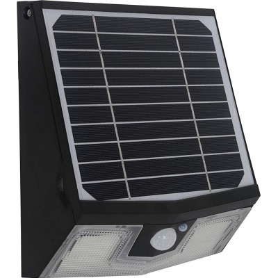 Farol luminoso Forma Quadrado 26×22 cm. Recarga solar. Detector de movimento Terraço, jardim e espaço publico. Cor preto