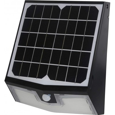 发光信标 正方形 形状 33×29 cm. 太阳能充电。运动检测器 阳台, 花园 和 公共场所. 金属. 黑色的 颜色
