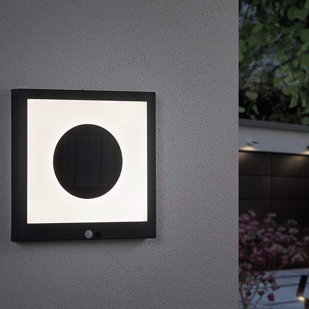 98,95 € Envio grátis | Aplique de parede ao ar livre 1W 3000K Luz quente. 30×30 cm. Recarga solar Alumínio e pmma. Cor antracite
