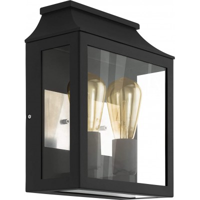 155,95 € Free Shipping | Outdoor wall light Eglo 60W Rectangular Shape 33×27 cm. 2 points of light Lobby and garage. Modern Style. Aluminum and Glass. Black Color