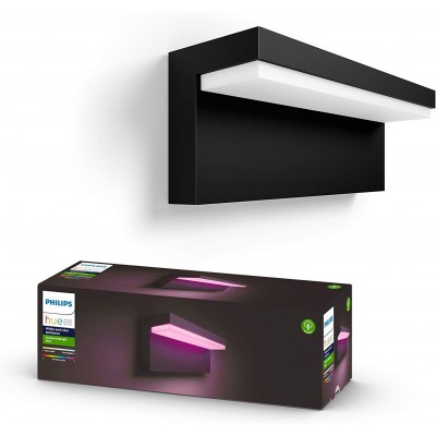 Außenwandleuchte Philips 13W Rechteckige Gestalten 25×10 cm. Mehrfarbige RGB-LED. Alexa und Google Home Terrasse, garten und öffentlicher raum. Aluminium. Schwarz Farbe