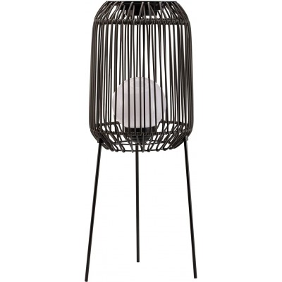 159,95 € Free Shipping | Outdoor lamp 3000K Warm light. Cylindrical Shape 77×28 cm. Solar recharge. Clamping tripod. grid screen Living room, bedroom and terrace. Nordic Style. PMMA, Metal casting and Rattan. Black Color