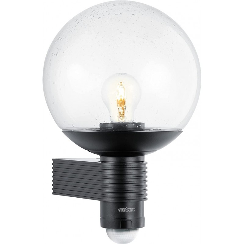 154,95 € Free Shipping | Outdoor wall light 60W Spherical Shape 34×25 cm. Movement detector Terrace, garden and public space. Classic Style. PMMA and Glass. Black Color