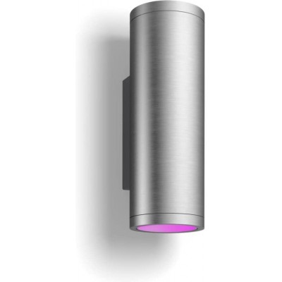 237,95 € 免费送货 | 户外壁灯 Philips 圆柱型 形状 24×12 cm. 双向 LED。多色 RGB。 Alexa 和 Google Home 阳台, 花园 和 公共场所. 现代的 风格. 不锈钢 和 铝. 灰色的 颜色
