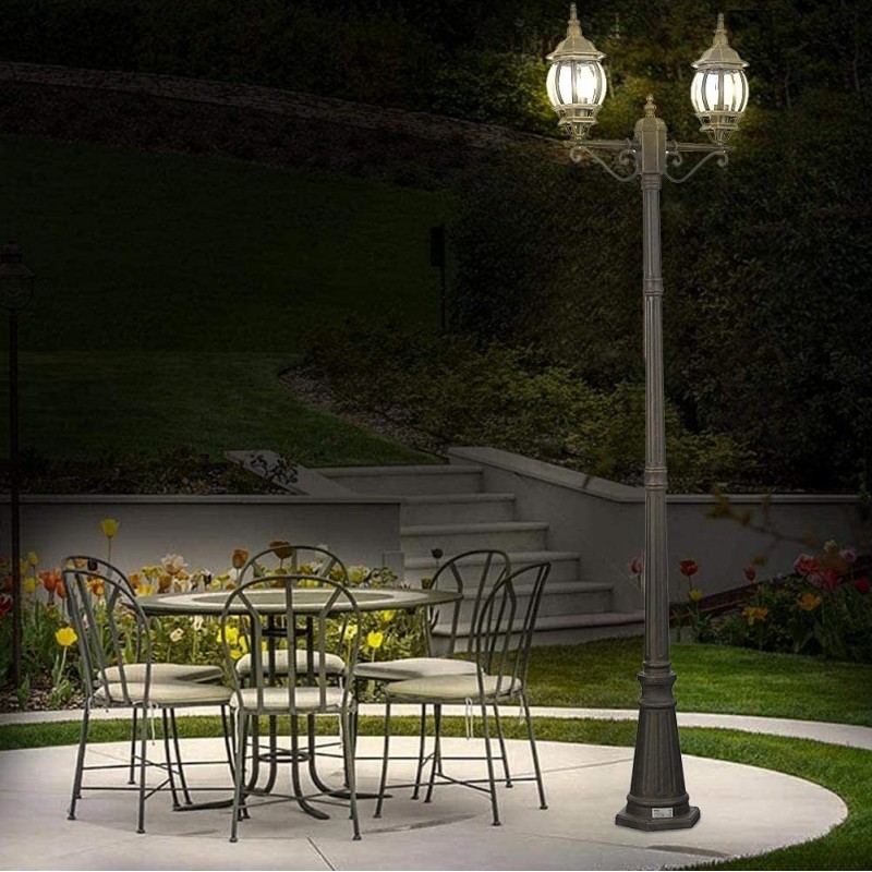 181,95 € Free Shipping | Streetlight 202×32 cm. Double focus Terrace, garden and public space. Classic Style. Aluminum. Black Color