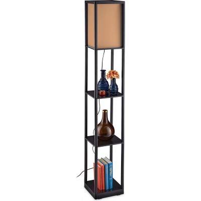 213,95 € Envoi gratuit | Lampadaire 60W 159×26 cm. 3 étagères Pmma et textile. Couleur noir