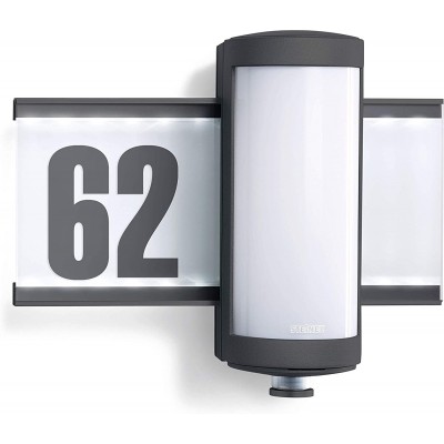 Außenwandleuchte 10W 33×27 cm. Bewegungsmelder. numerische Beschilderung Aluminium, pmma und glas. Anthrazit Farbe