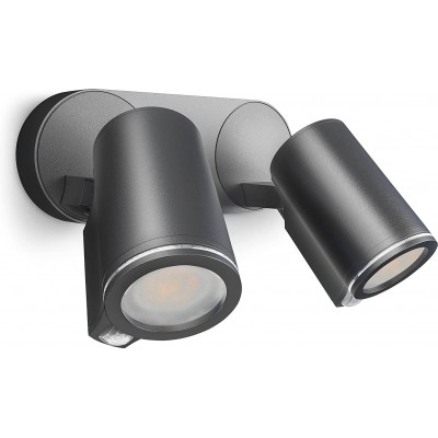 204,95 € Free Shipping | Outdoor wall light 15W Cylindrical Shape 25×18 cm. Double adjustable LED spotlight. Motion sensor. Control by Smartphone APP Terrace, garden and public space. Aluminum. Gray Color