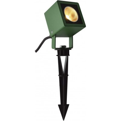 Outdoor lamp 9W Cubic Shape 12×8 cm. Ground fixing by stake Terrace, garden and public space. Aluminum. Green Color