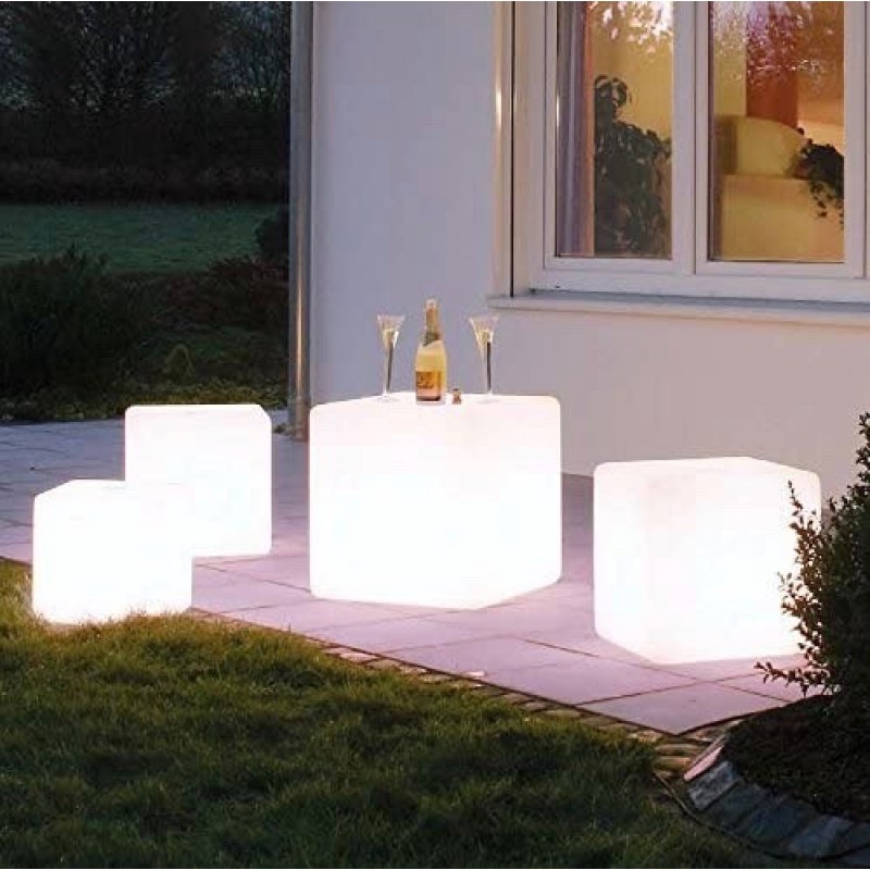 139,95 € Free Shipping | Outdoor lamp Cubic Shape 40×40 cm. LED Terrace, garden and public space. Acrylic and Polyethylene. White Color