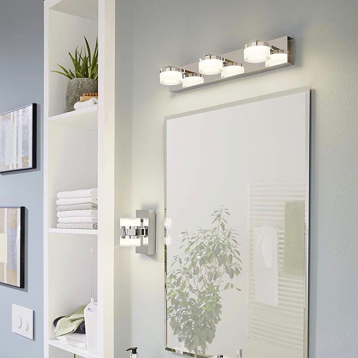 138,95 € Spedizione Gratuita | Lampada da parete per interni Eglo 4.5W 3000K Luce calda. 45×13 cm. Tripla messa a fuoco Pmma. Colore argento