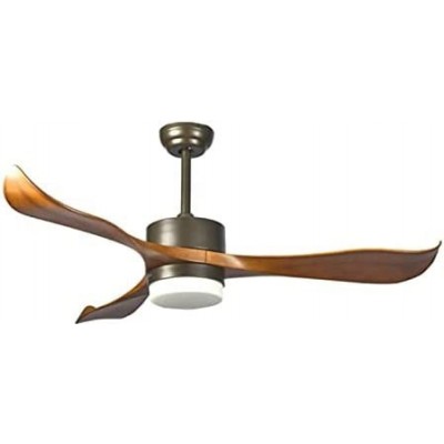 Ventilador de techo con luz 1×1 cm. 3 aspas-palas. Mando a distancia Comedor, dormitorio y vestíbulo. Color marrón
